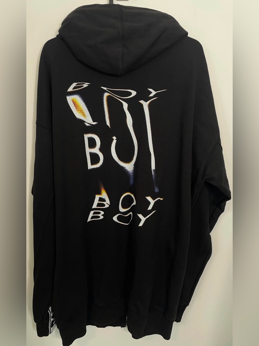 Boy London Zip Up Hoodie Graphic Back Black XL